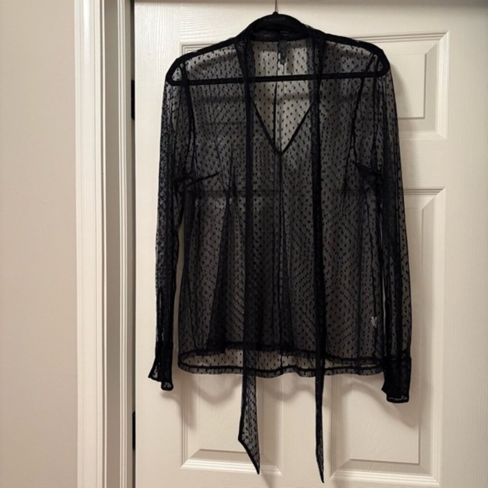 Sheer Black Polka Dot Blouse